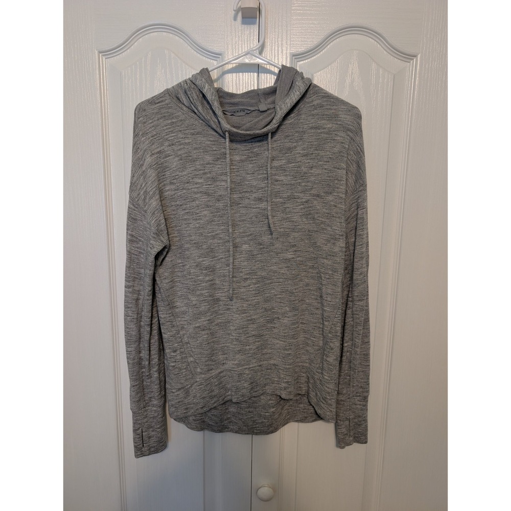 ATHLETA Studio Rib Hoodie in Marled Grey Heather Size XS